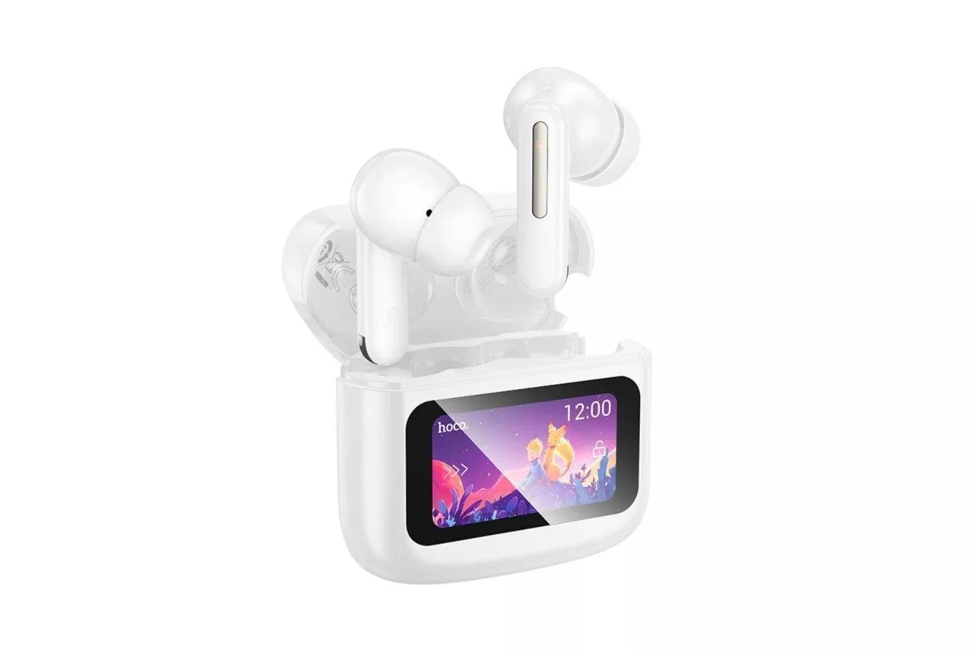 Auriculares Hoco EQ14 inalámbricos Bluetooth TWS con pantalla táctil y estuche de carga blancos