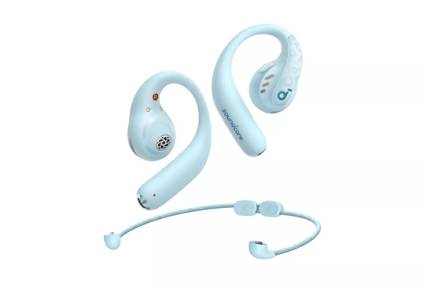 Auriculares Soundcore AeroFit Pro inalámbricos Bluetooth para deporte y llamadas con resistencia IPX5 color aguamarina