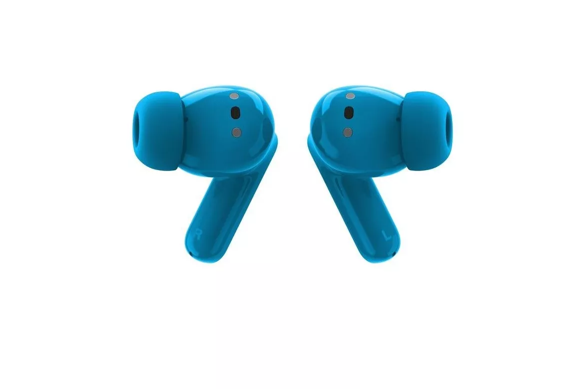 Auriculares Motorola Moto Buds Bass inalámbricos Bluetooth con Cancelación Activa de Ruido, triple micrófono y protección repelente al agua, azul