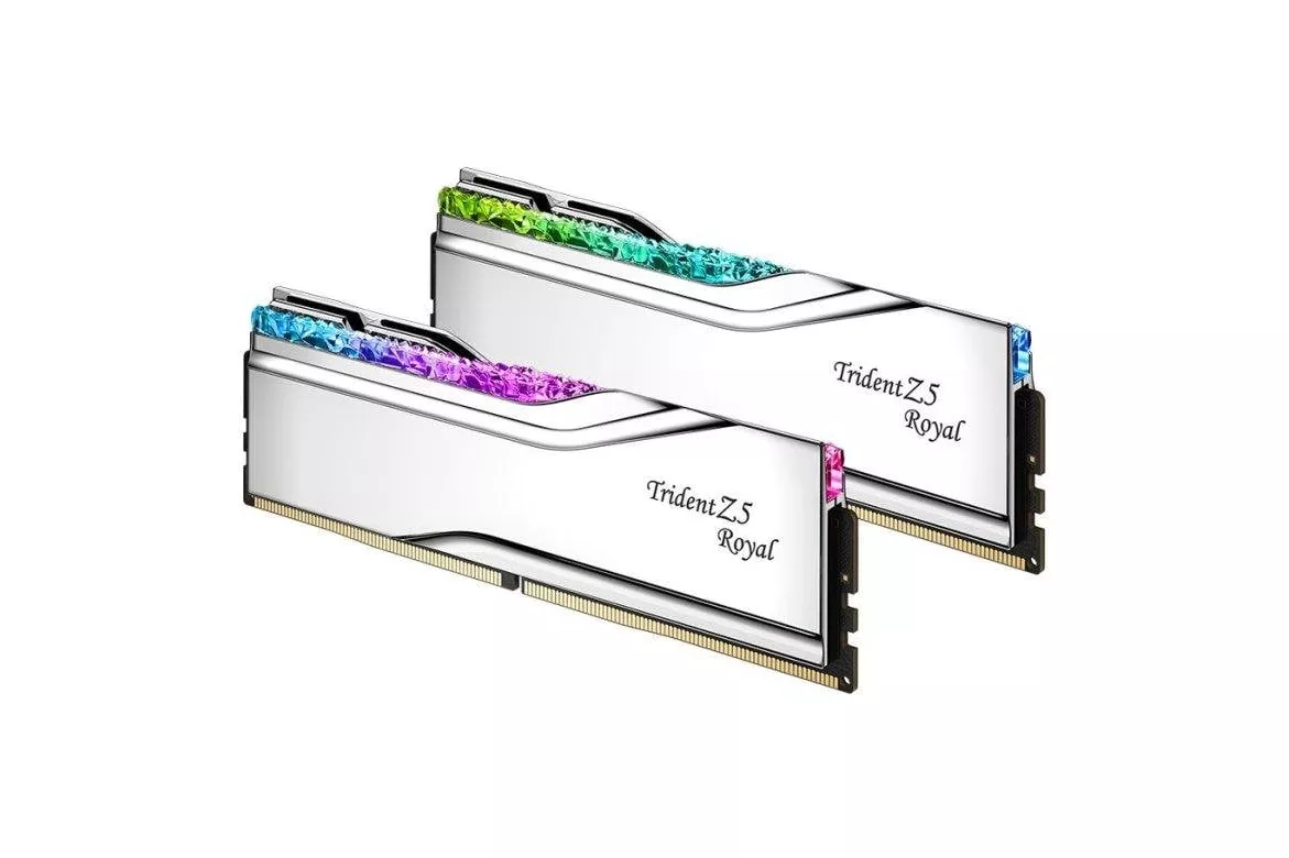 Memoria RAM G.Skill Trident Z5 Royal 64GB 2x32GB DDR5 6000MHz CL28 Intel XMP AMD EXPO RGB Plata