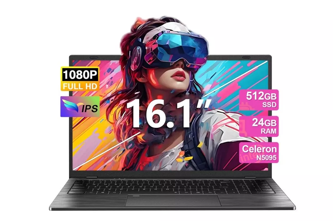 Portátil Vanwin 16.1″ Celeron N5095 24GB 512GB SSD Win 11 PRO Teclado Retroiluminado
