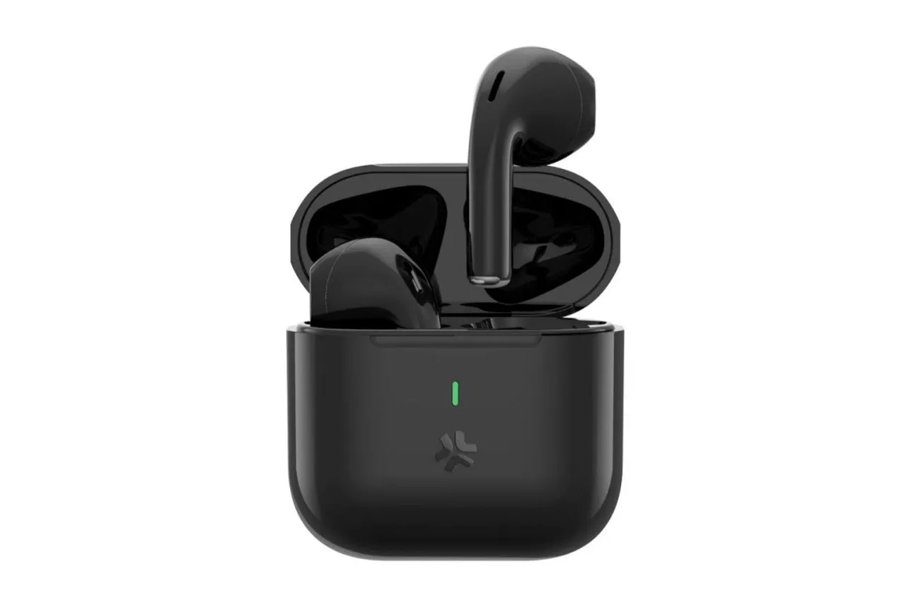 Auriculares Celly COMPACTBK inalámbricos Bluetooth para llamadas y música con control táctil, color negro
