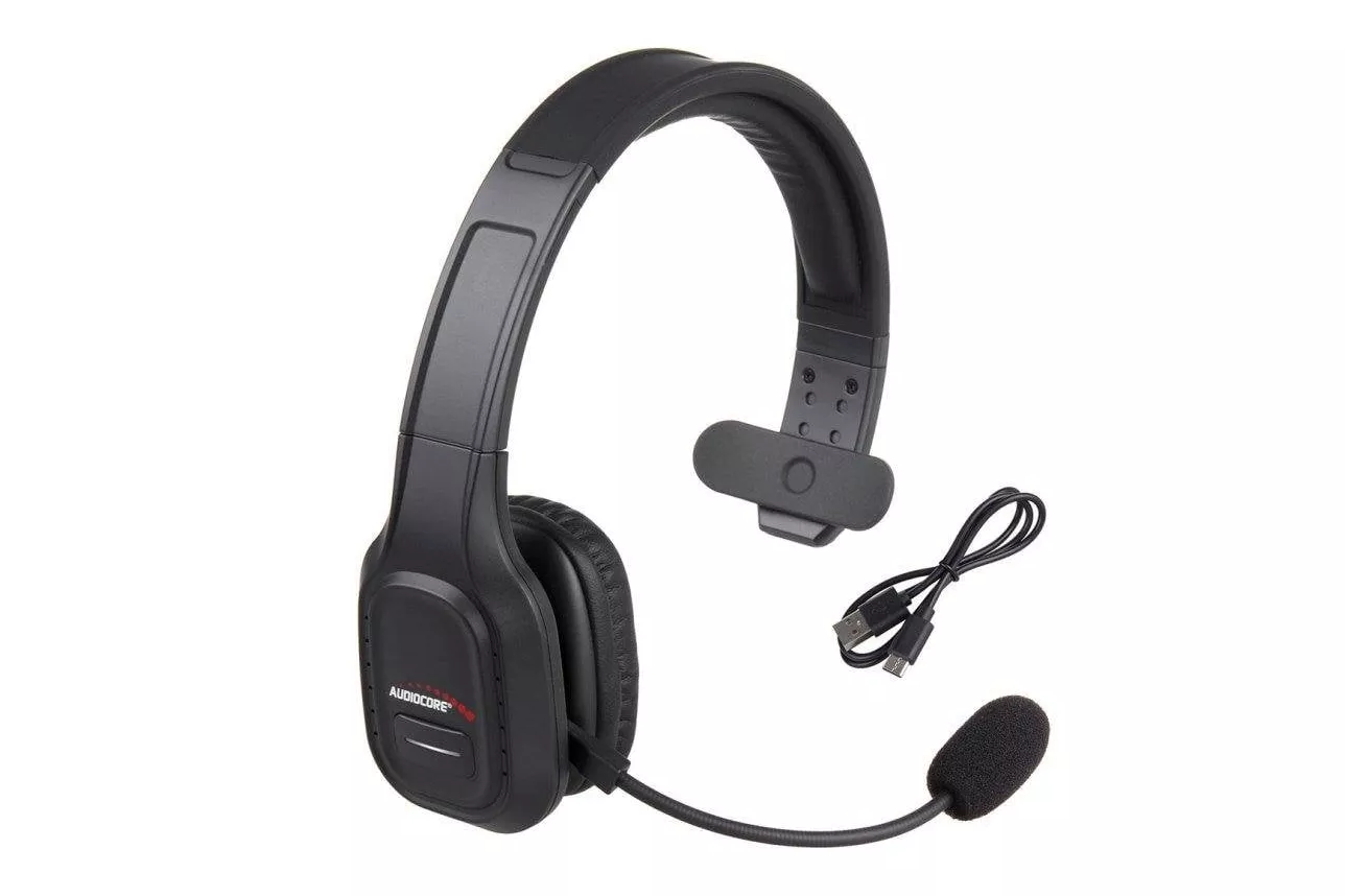 Auriculares Audiocore 74452 inalámbricos Bluetooth con reducción de ruido, micrófono boom, uso música, color rojo