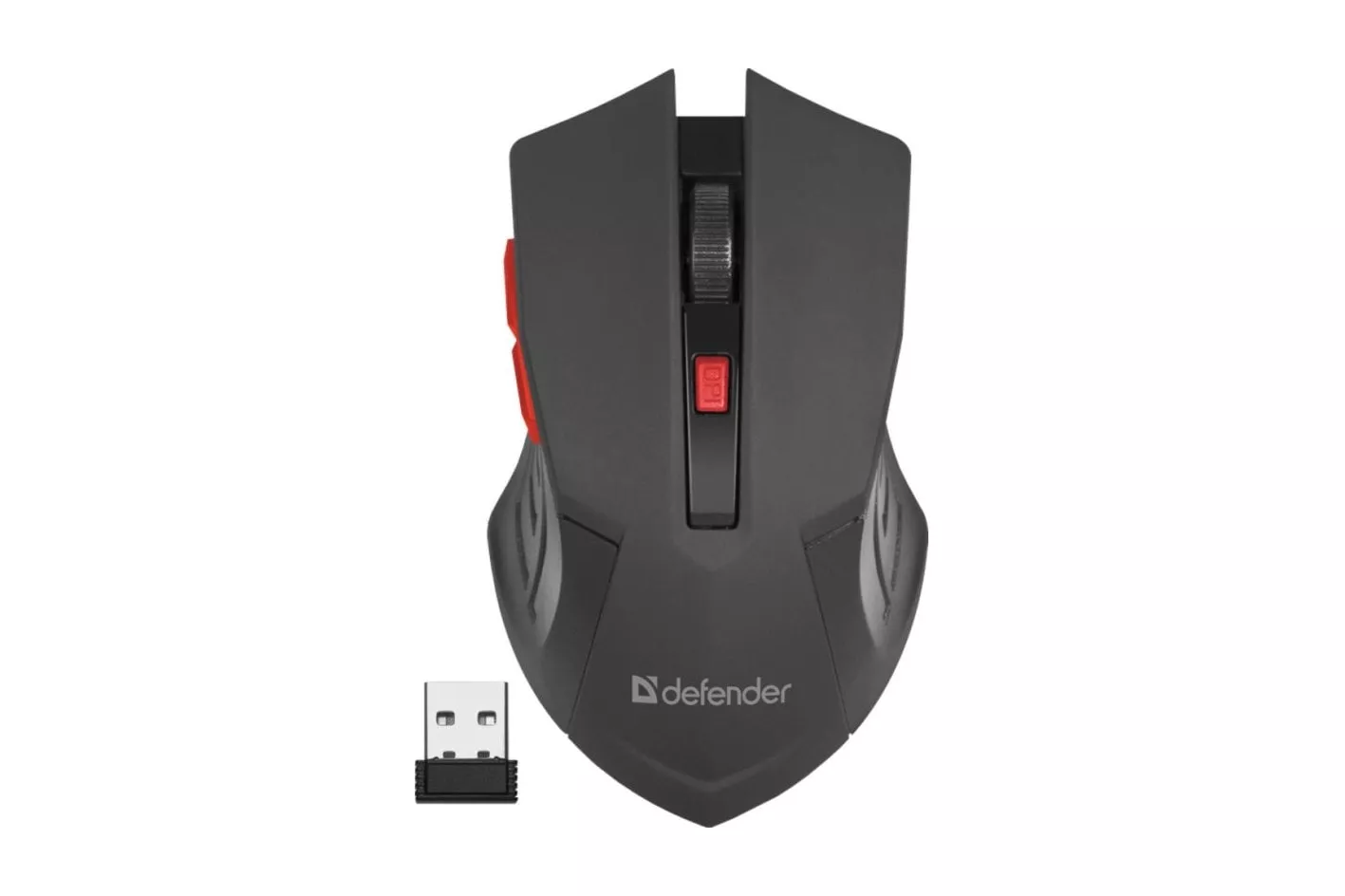 Ratón Defender ACCURA MM-275 Inalámbrico RF 1600 DPI Negro Rojo Ergonomía Oficina