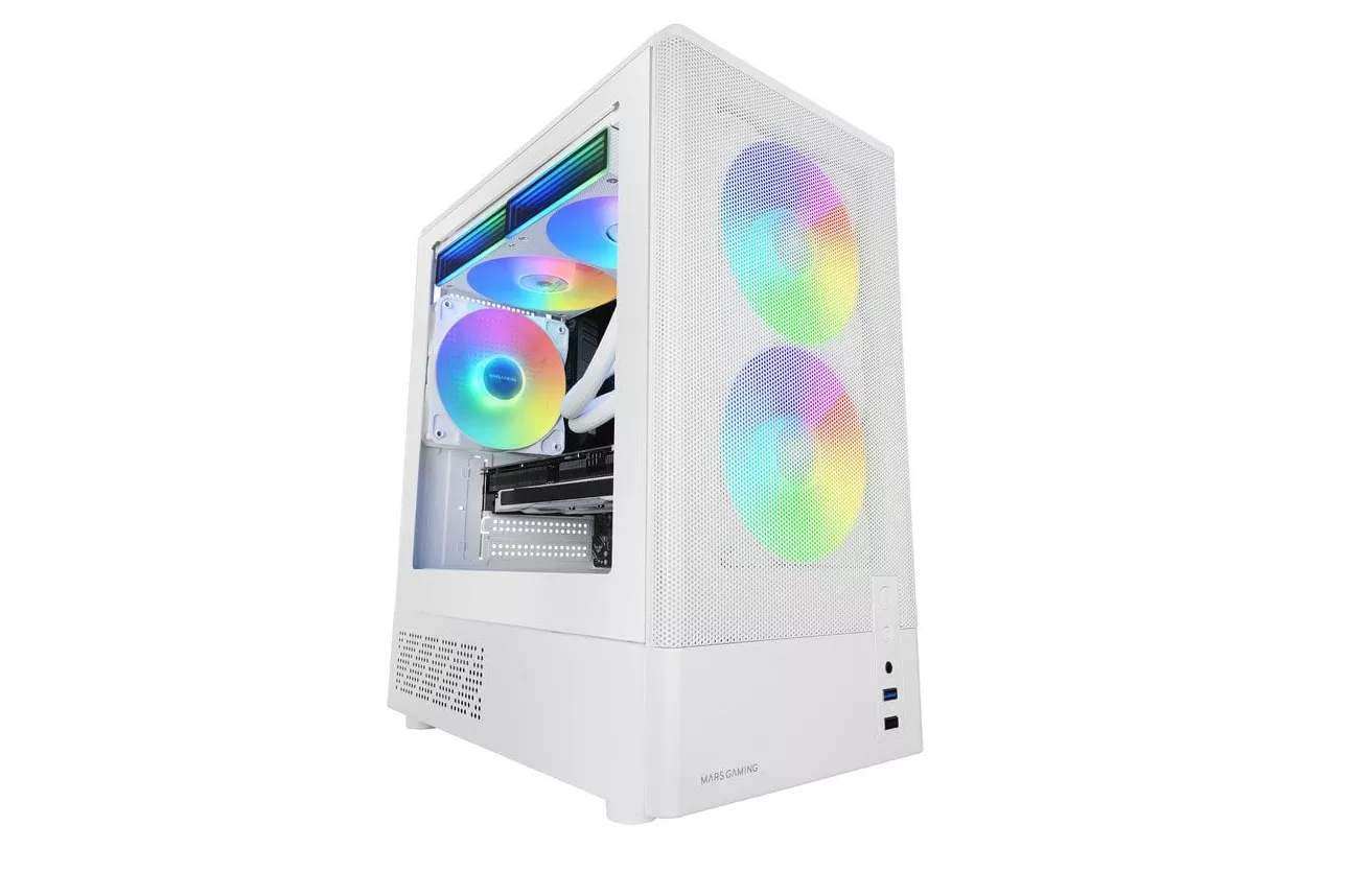 Mars Gaming Mc-onyx Caja Gaming Microatx Mesh Metálico 3x Ventiladores Argb Doble Cámara Blanco