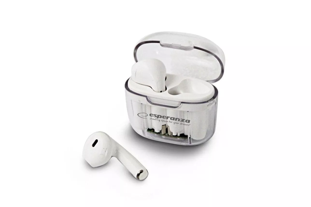 Auriculares Esperanza EH237W inalámbricos Bluetooth para viajes, control táctil, color blanco