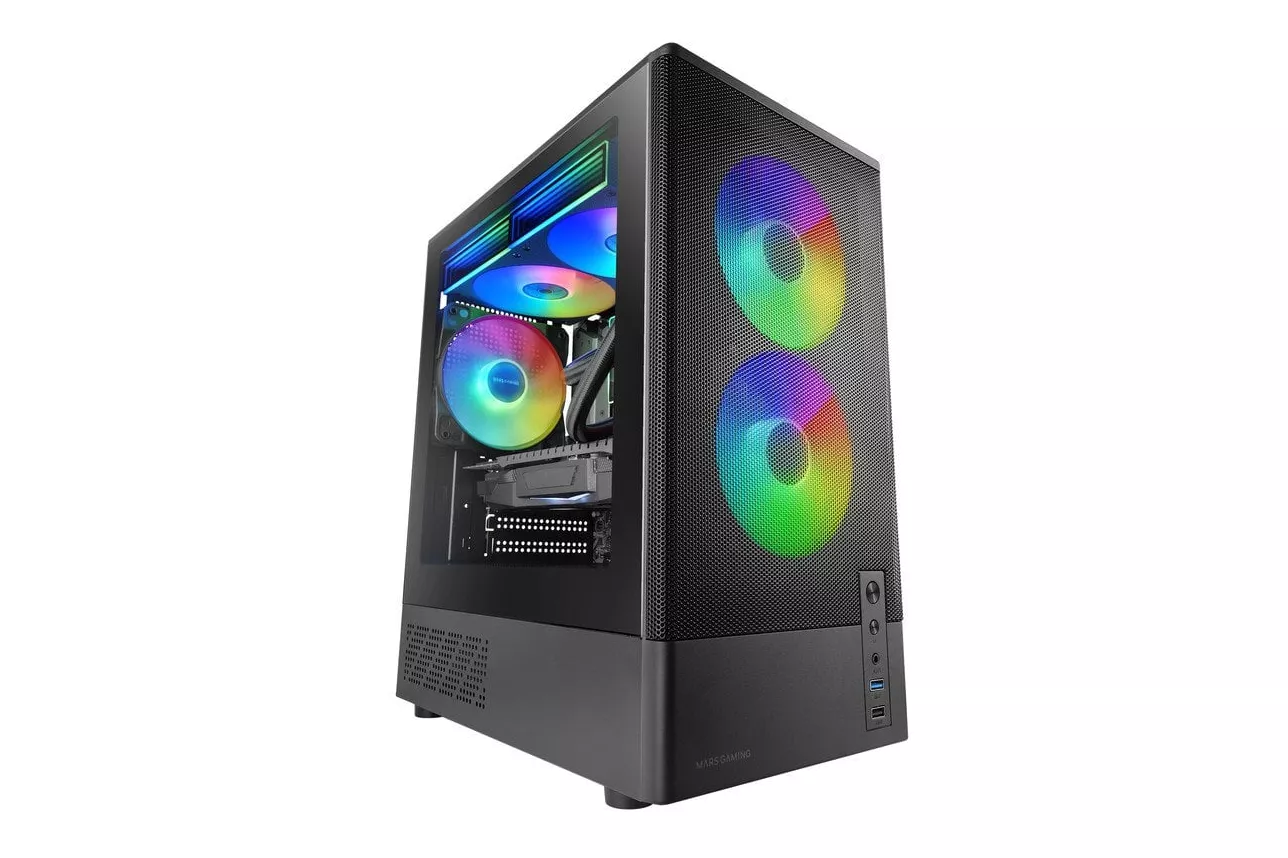 Mars Gaming Mc-onyx Caja Gaming Microatx Mesh Metálico 3x Ventiladores Argb Doble Cámara Negro
