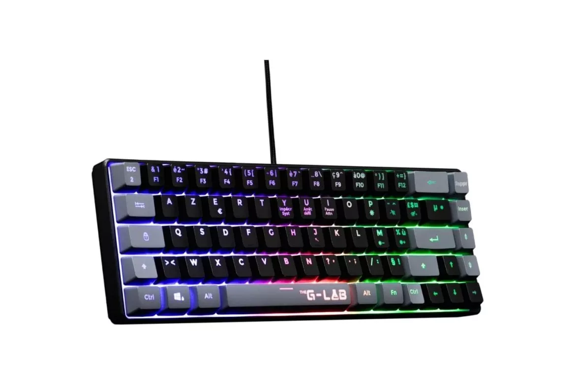 Teclado The G-Lab Keyz Hydrogen de membrana compacto 60% español retroiluminado multicolor