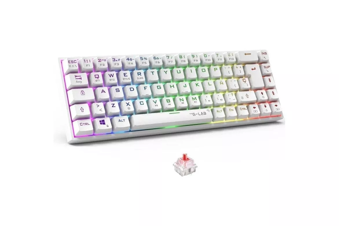 Teclado The G-Lab Keyz Titanium WL mecánico compacto 65% Español RGB y triple conexión