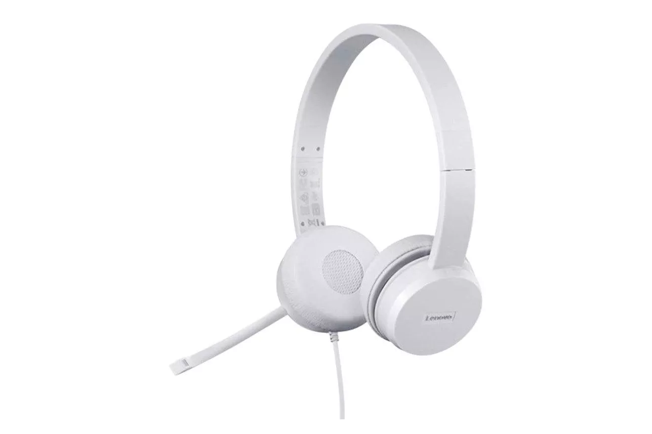 Auriculares Lenovo 110 con cable USB tipo A para oficina y call center gris nube
