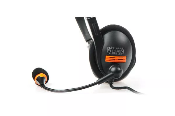 Auriculares Natec Drone con cable doble jack para PC con micrófono y control de volumen negro