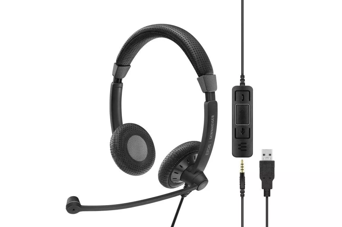 Auriculares Sennheiser Impact SC 75 con cable USB y 3,5 mm, Cancelación de Ruido, uso profesional, negros