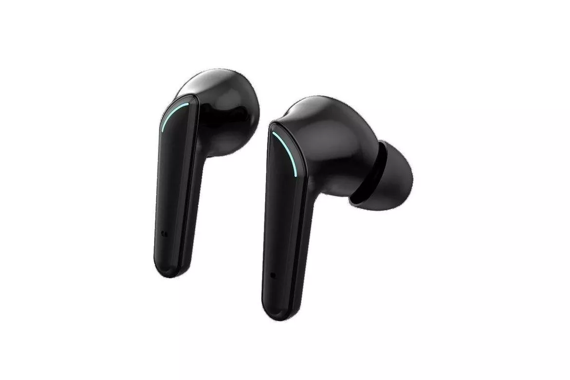 Auriculares Voss VS200 inalámbricos Bluetooth para gaming y música, control táctil y estuche de carga negros