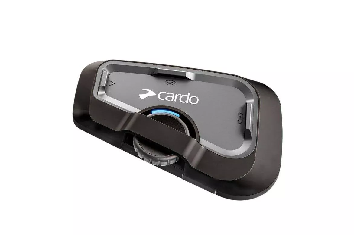 Intercomunicador Cardo FRC4X003 para moto Bluetooth 5.2, 4 canales, FM, alcance 1200 m, negro