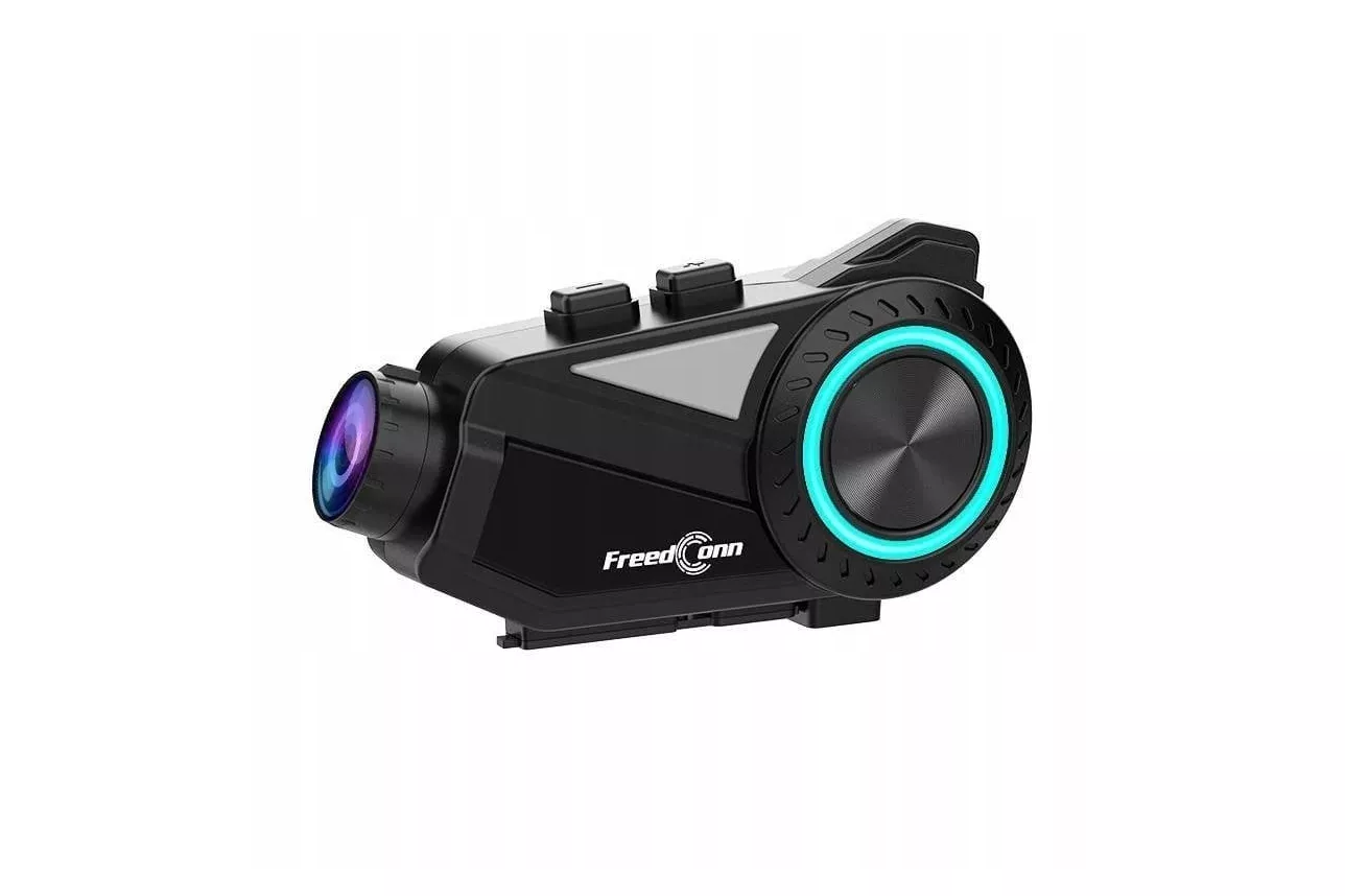 Intercomunicador Freedom R3 inalámbrico Bluetooth para moto con reducción de ruido, grabación de vídeo y protección IP65, color negro