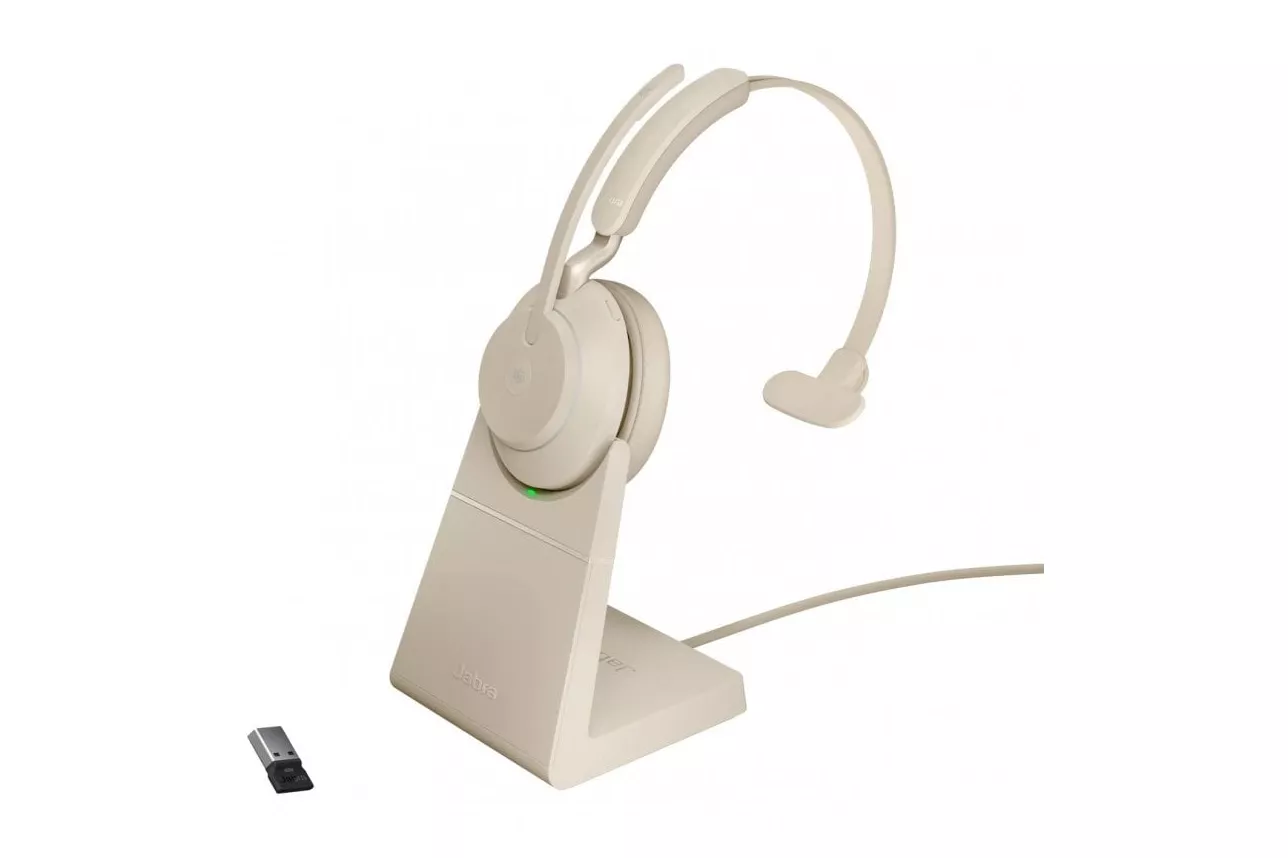Jabra Evolve2 65 MS Auricular Monoaural Bluetooth/USB-C Beige