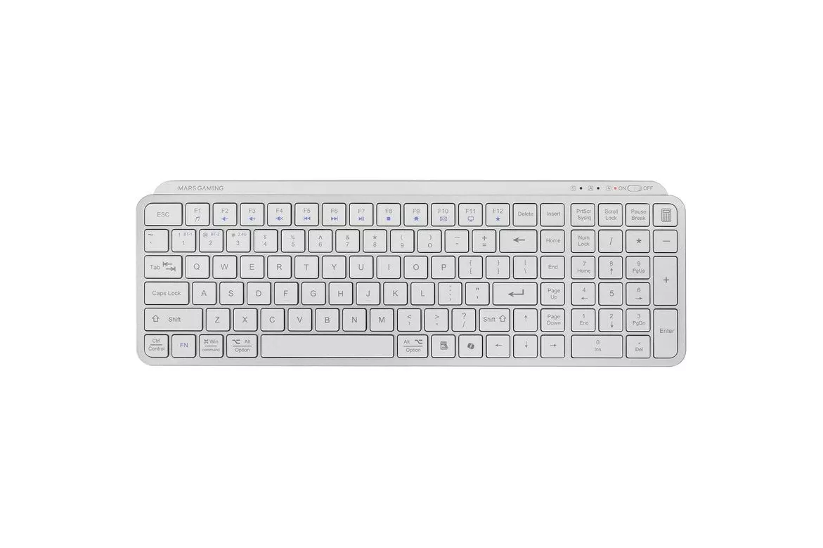 Mars Gaming Mk-silenkeys Teclado Inalámbrico Full-format Perfil Bajo Pc/mac Español Blanco