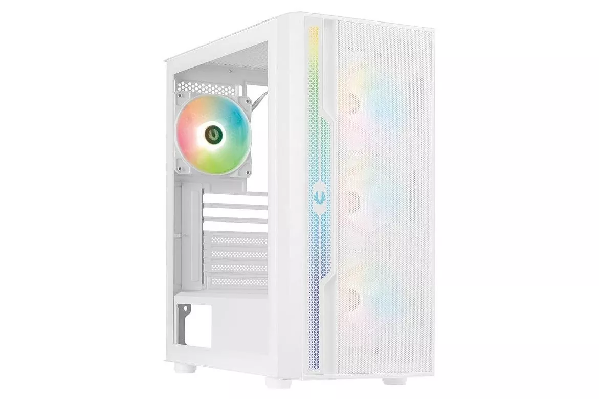 Caja de PC BitFenix Apollo BFC-APL-300-WWGXW-4A blanca con vidrio templado y 4 ventiladores ARGB