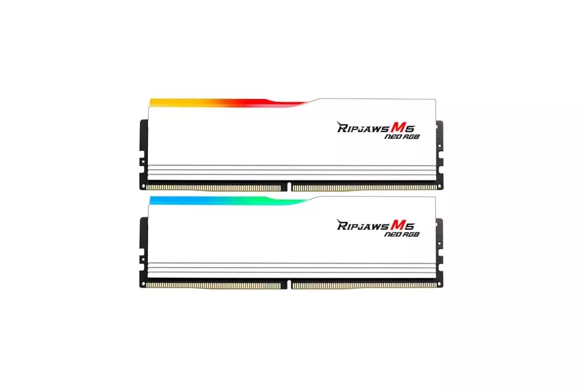 Memoria RAM G.Skill Ripjaws M5 Neo RGB 64GB 2x32GB DDR5 6000MHz CL28 AMD EXPO Blanco RGB