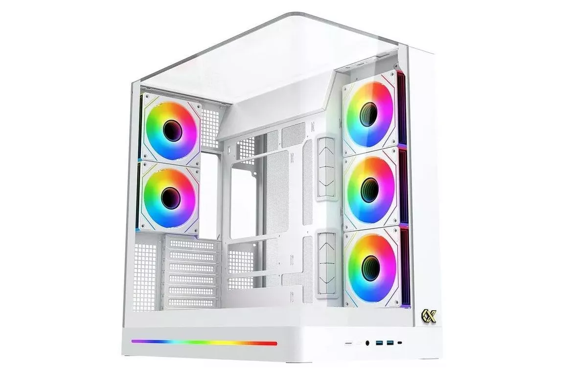 Caja gaming Xigmatek Pano II blanca vidrio templado ARGB Mid Tower