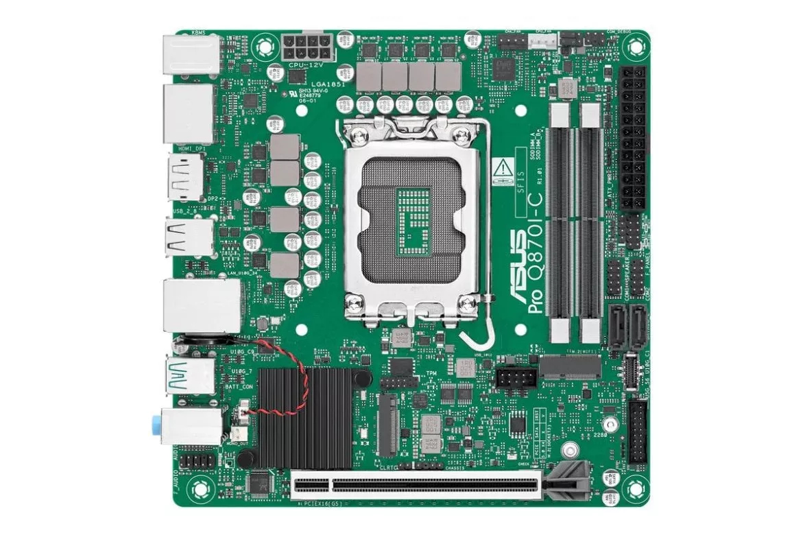 Placa Base ASUS PRO Q870I-C-CSM Intel Q870 LGA 1851 DDR5 Mini ITX No WiFi PCIe 5.0 Dual DisplayPort