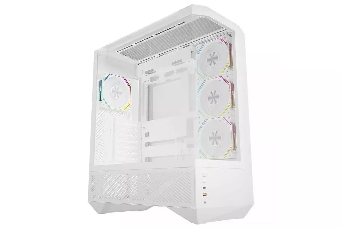 Caja Darkflash DY460 Media Torre Blanca 4 Ventiladores ARGB Vidrio Templado