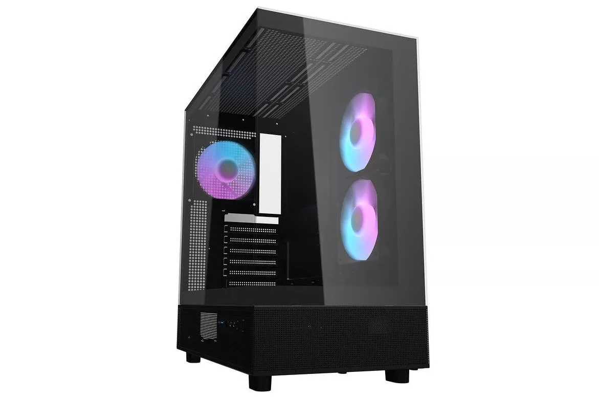 Caja torre gaming Darkflash DPX90 negro con vidrio templado y 3 ventiladores ARGB