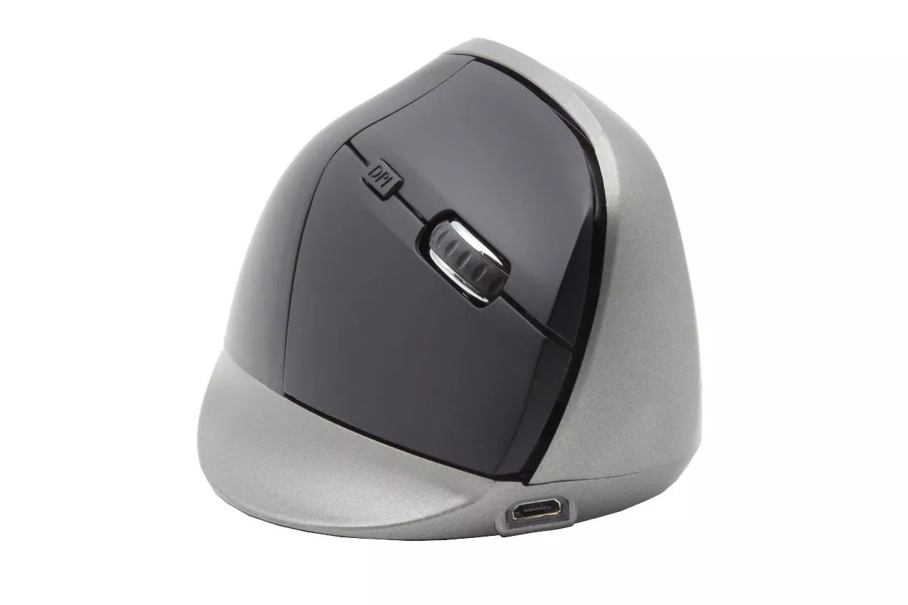 Ordissimo ART0391 Ratón Vertical Óptico Inalámbrico 1600 DPI Negro/Gris