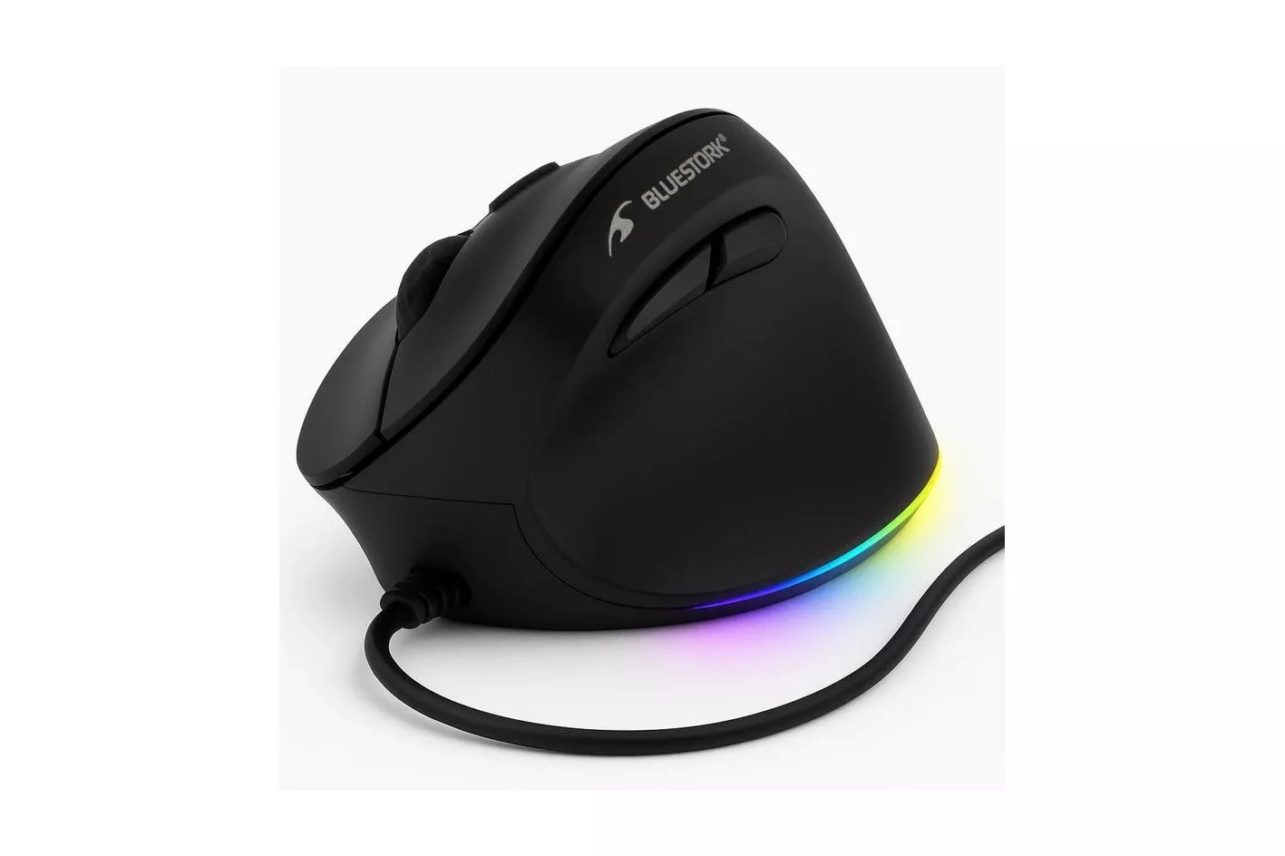 Ratón Bluestork Ergo Lumi Con Cable 3600 DPI Negro Retroiluminación RGB