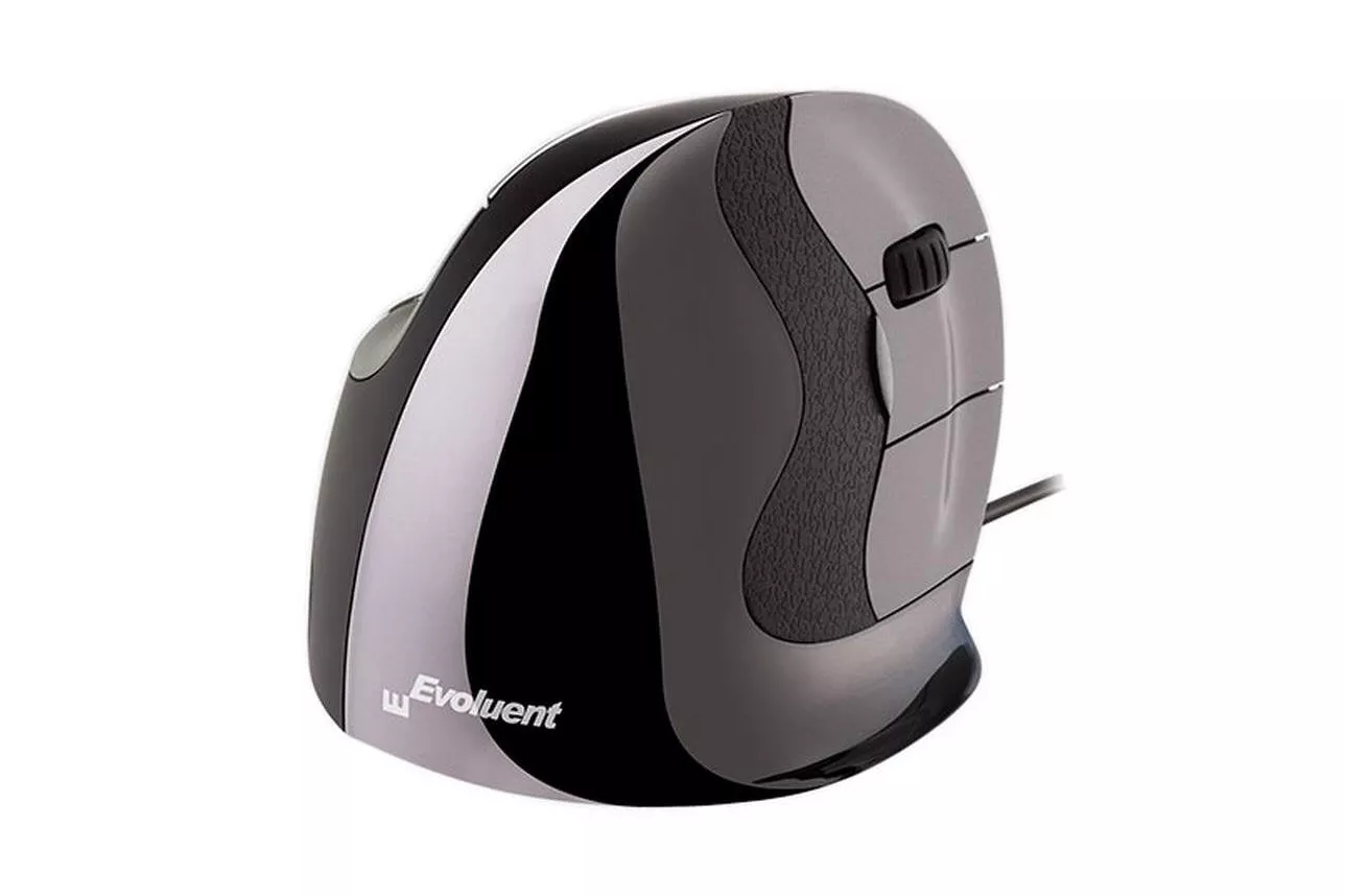 Ratón Evoluent VMDS Cableado 2600 DPI Negro Plata Ergonómico Vertical