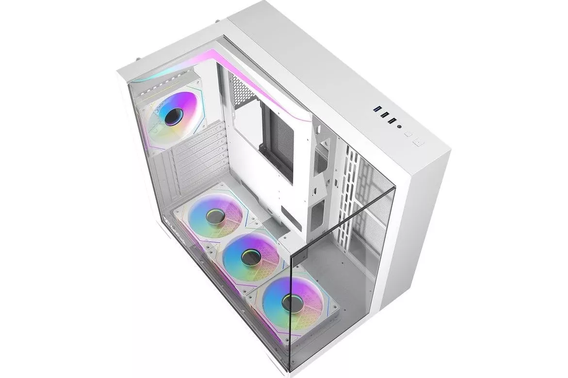 Torre PC Caja Media Torre Darkflash TH285 Blanco RGB 3 Cristales Templados