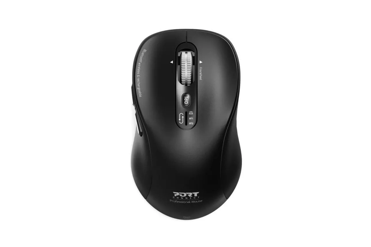 Ratón Port Designs 900707C Inalámbrico RF Wireless Bluetooth 3200 DPI Negro Recargable