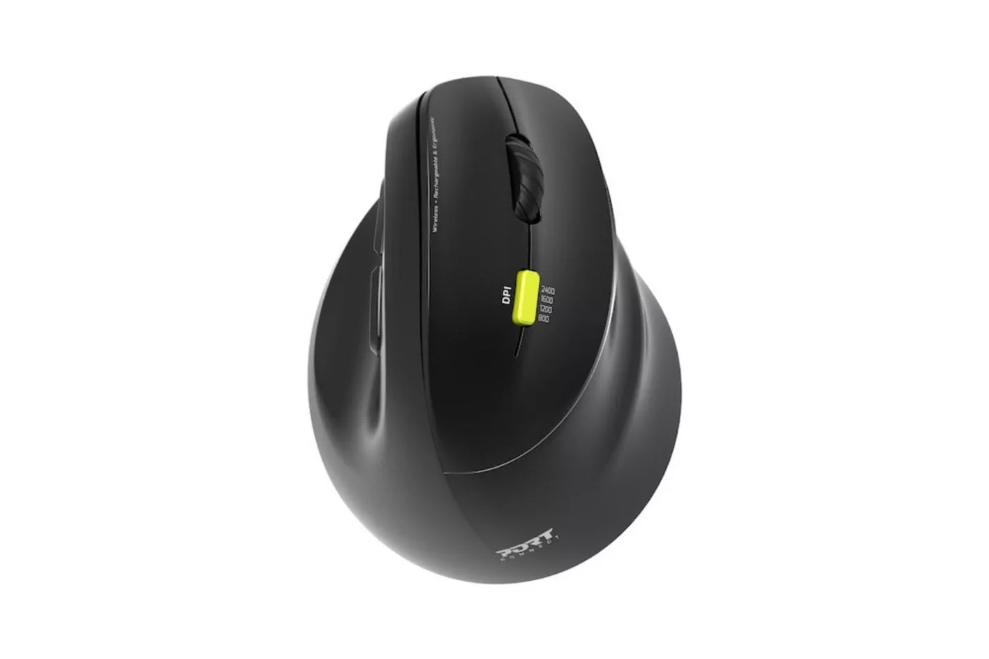 Ratón Port Designs 910007 Inalámbrico RF Bluetooth 2400 DPI Negro Vertical Recargable