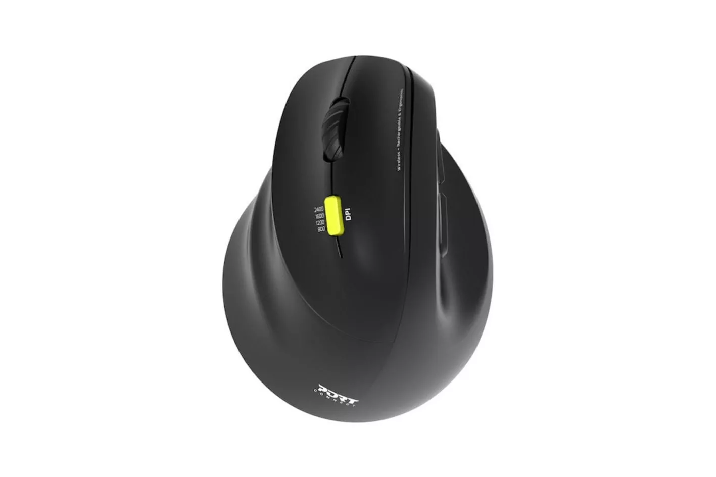 Ratón Port Designs 910008 Inalámbrico Bluetooth 2400 DPI Negro Recargable Vertical Zurdo