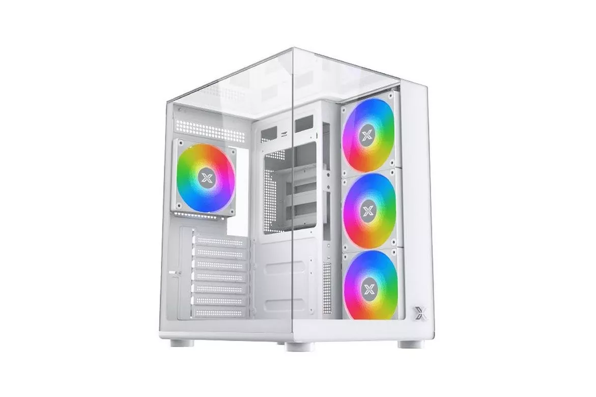 Torre PC Caja Xigmatek Aqua Compact EN48258 Ventilación ARGB Vidrio Templado Blanca