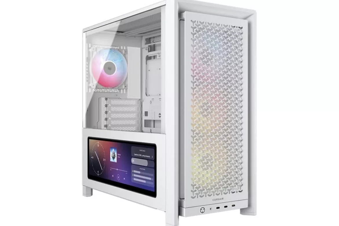 Caja torre Corsair FRAME 4000D LCD RS ARGB blanca con pantalla lateral LCD y 4 ventiladores ARGB
