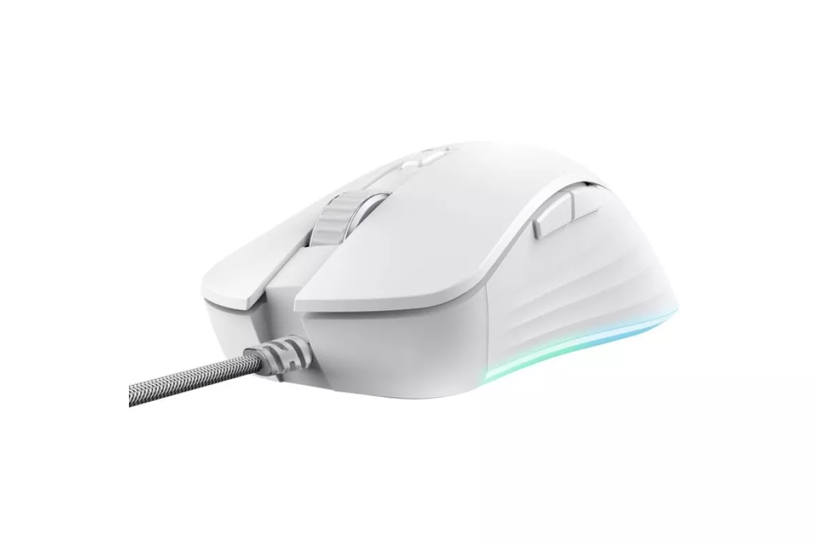 Trust GXT924W YBAR Plus Ratón Gaming RGB 25600 DPI Blanco
