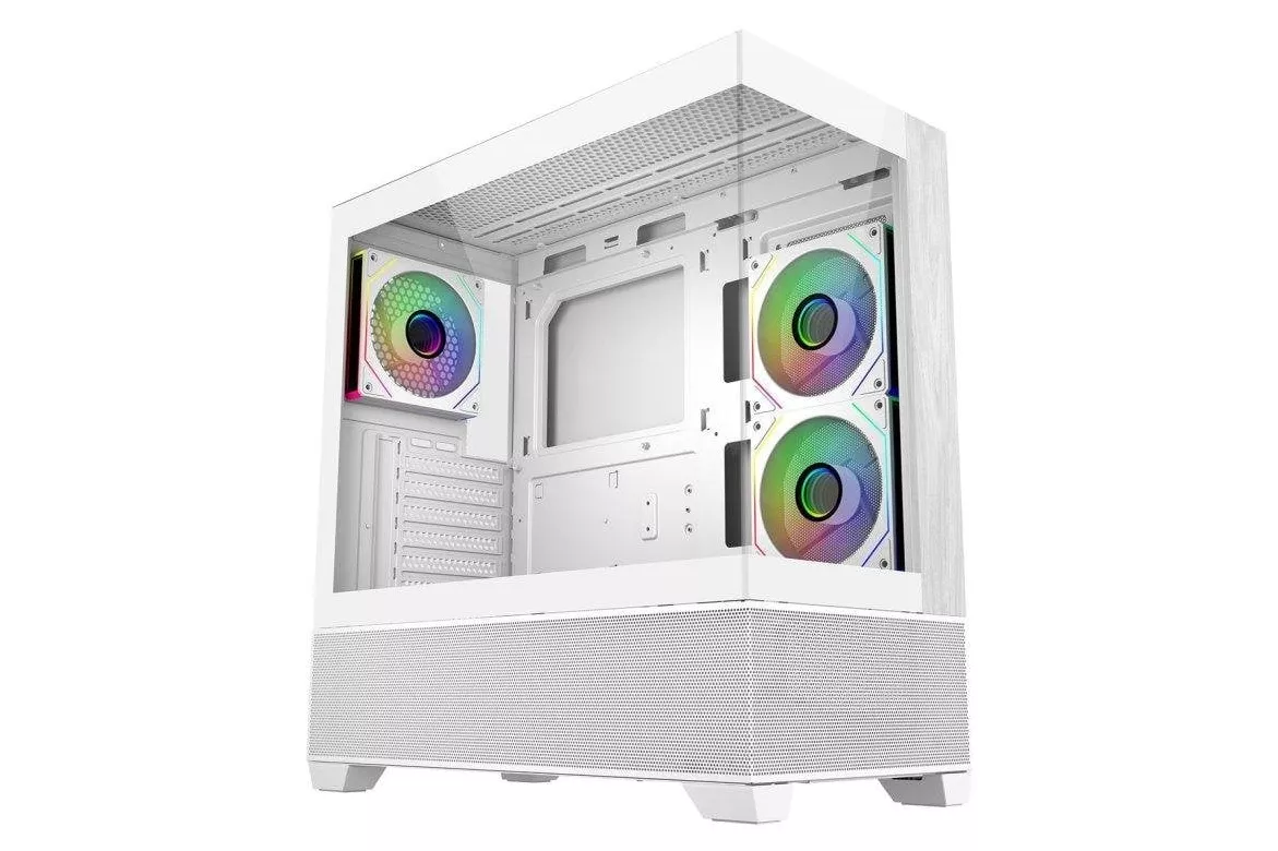 Caja Cooler Master Elite 690 Wood Blanco ATX Vidrio Templado RGB Gaming