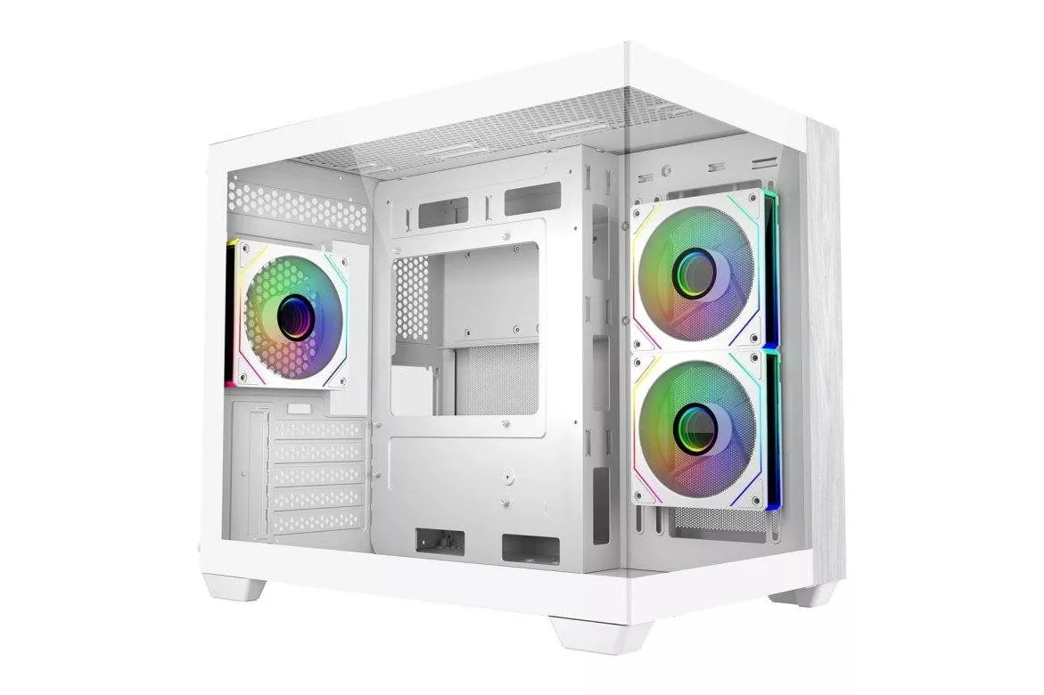 Caja PC Cooler Master Elite 481 Wood Mini Tower Blanco Vidrio Templado RGB