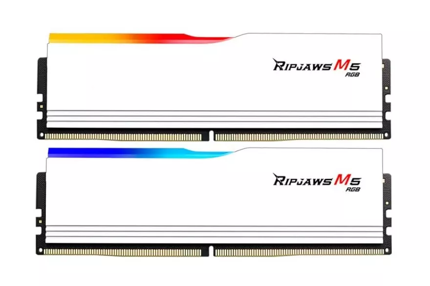 Memoria RAM G.Skill Ripjaws M5 RGB F5-6000J2836G32GX2-RM5RW 64GB 2x32GB DDR5 6000MHz CL28 Intel XMP RGB Blanco