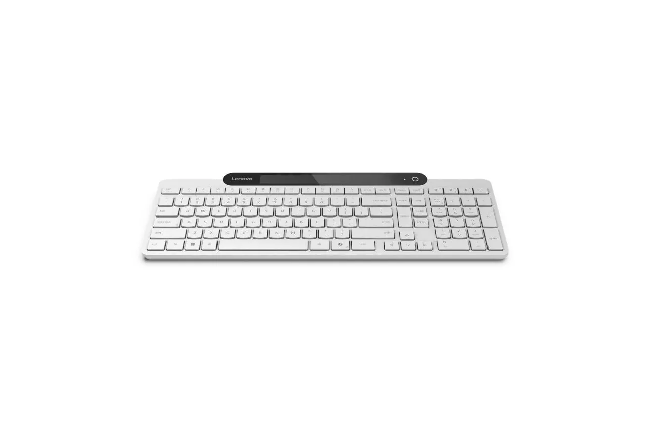 Teclado Lenovo 800 inalámbrico de tamaño completo con Bluetooth, teclas Plunger, español, blanco, alimentación solar