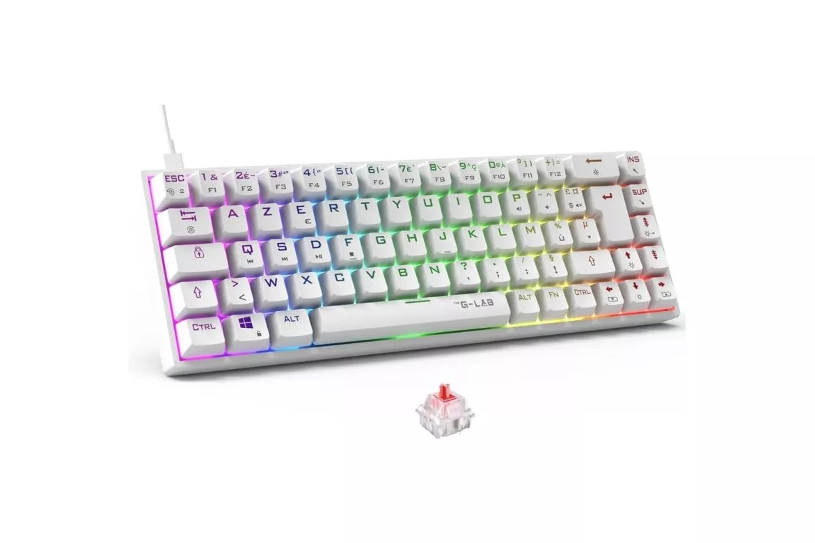 Teclado The G-Lab Keyz Titanium mecánico compacto español RGB macros programables blanco