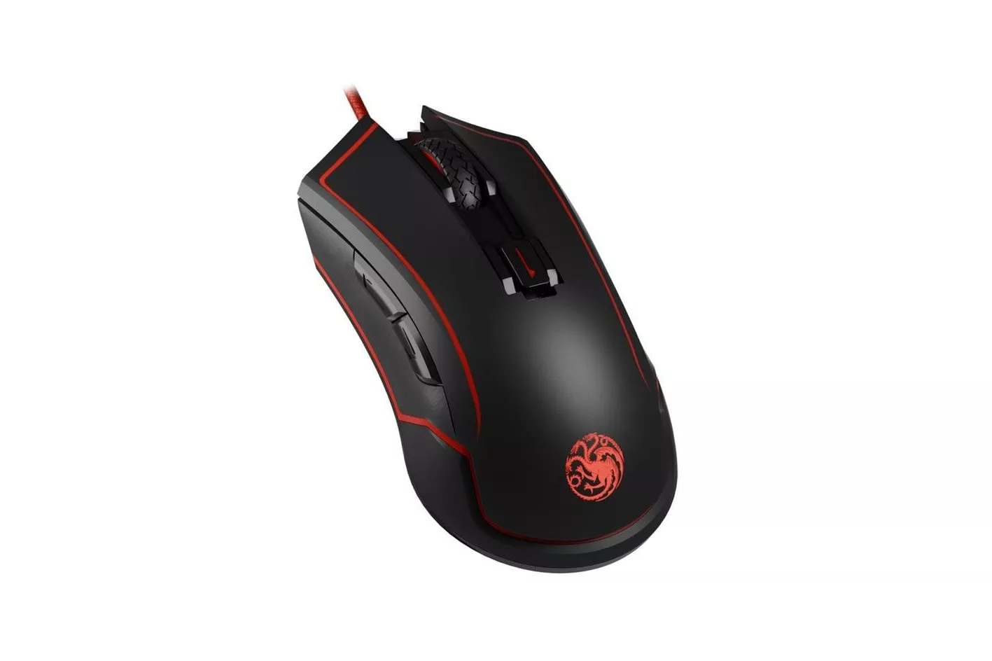 Ratón Lexip Game of Thrones Targaryen Inalámbrico y Cableado 4800DPI Negro Rojo Iluminación RGB