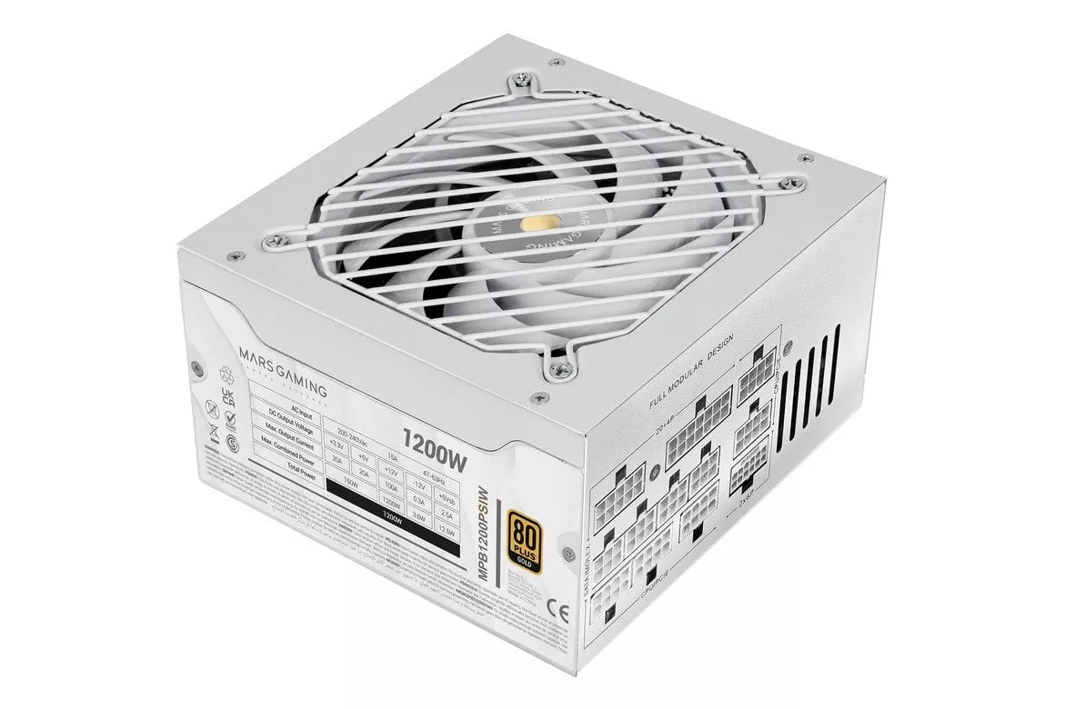 Mars Gaming Mpb1200psi Fuente Alimentación 1200w 80 Plus Gold 10 Años Garantía Blanco