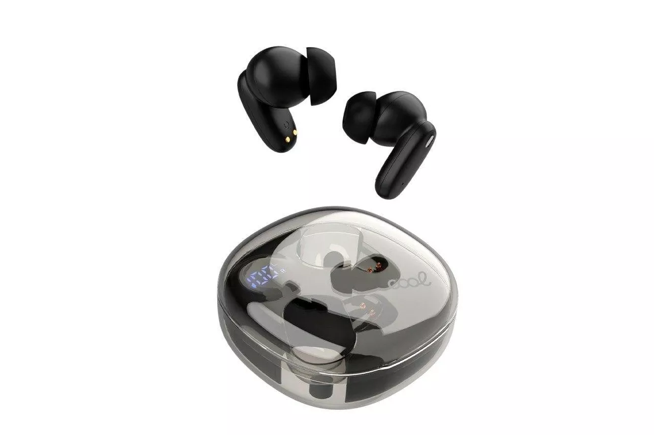 Auriculares Cool Fun inalámbricos Bluetooth Hi-Fi con pantalla LED negros
