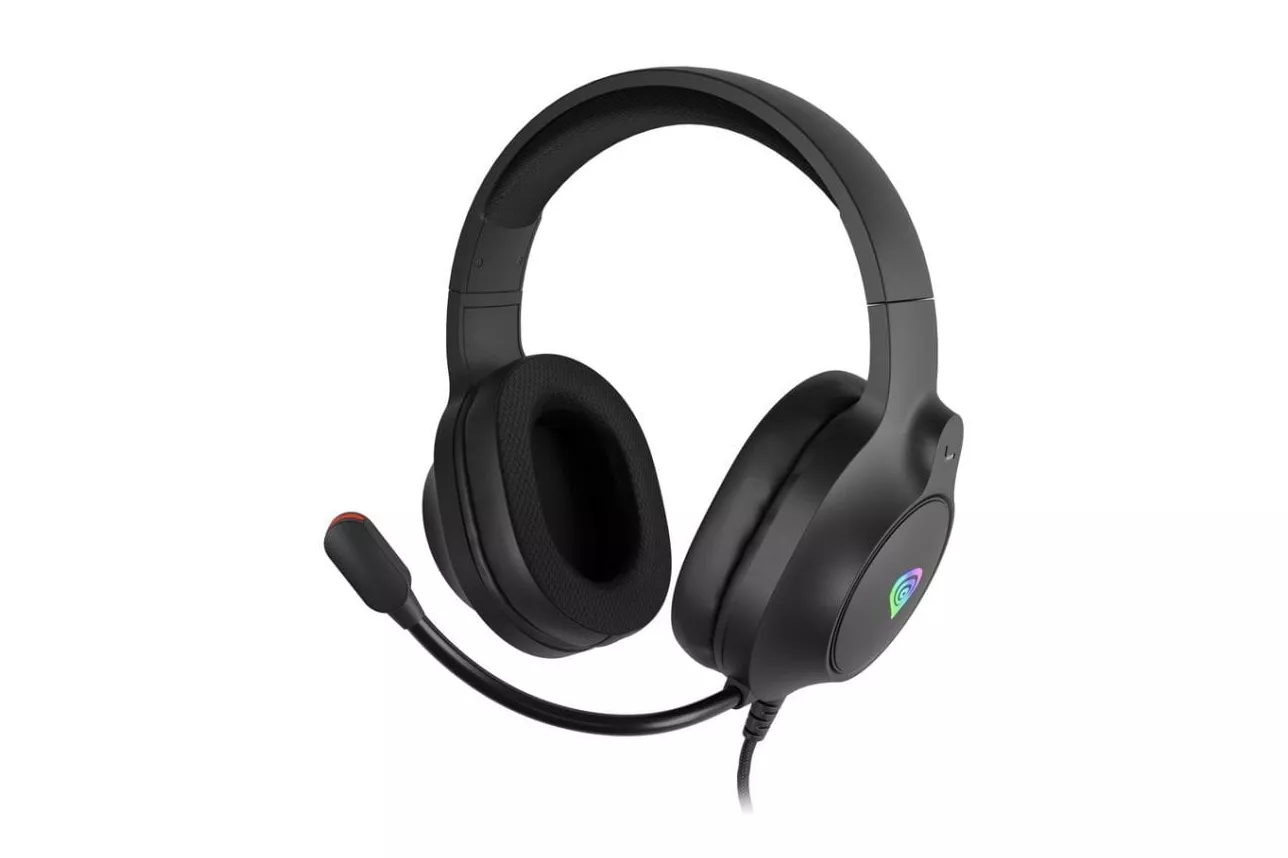 Auriculares GENESIS NEON 213 con cable USB y jack, micrófono integrado, retroiluminación RGB, para gaming y música, color negro