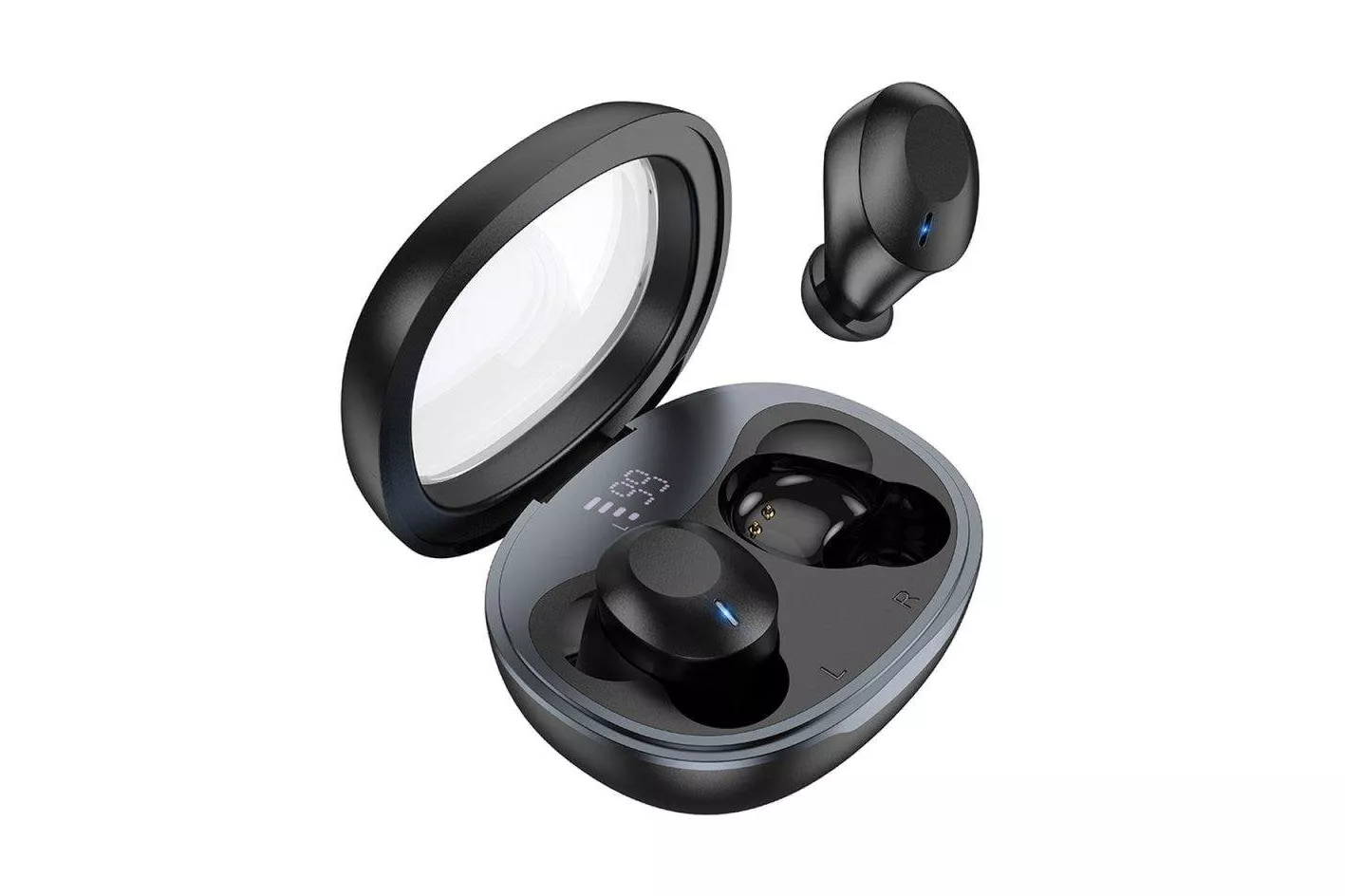 Auriculares Hoco EQ3 inalámbricos Bluetooth 5.3 con pantalla digital y soporte Siri negros