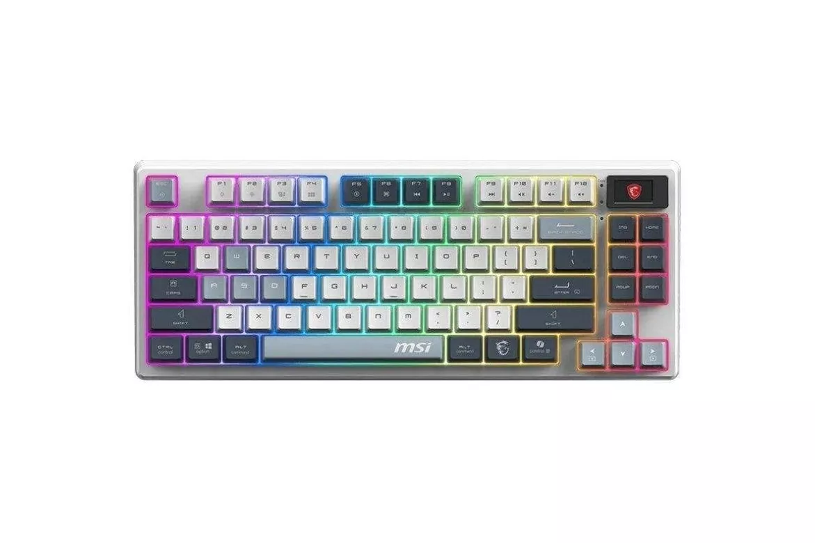 Teclado MSI FORGE GK600 TKL mecánico inalámbrico RGB con pantalla y switches hot-swap