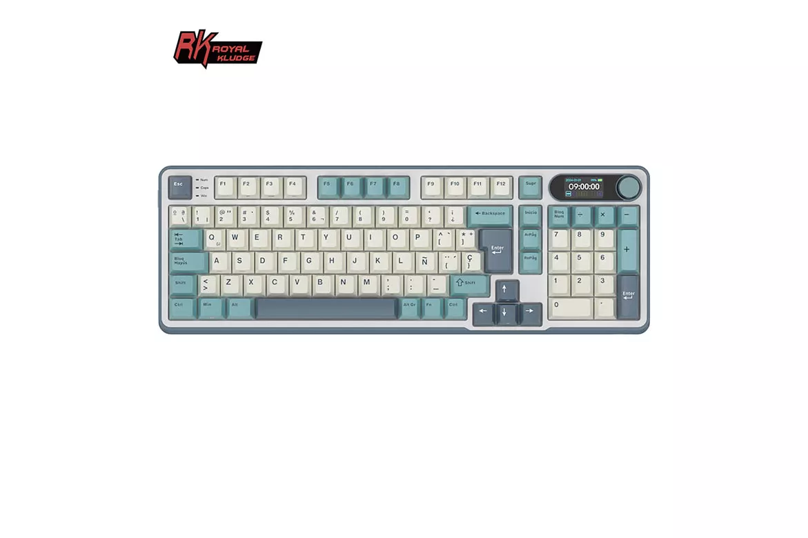 Teclado Royal Kludge RKS98 ISO-ES Hot-Swappable Switch Beige Wireless Light Cloud