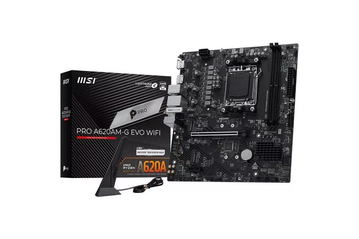 Placa Base MSI PRO A620AM-G EVO WIFI AMD A620 Socket AM5 DDR5 Micro-ATX WiFi 6E 2.5G M.2 Audio Boost